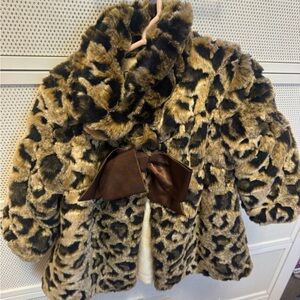 Leopard Print Faux Fur Kids Coat
